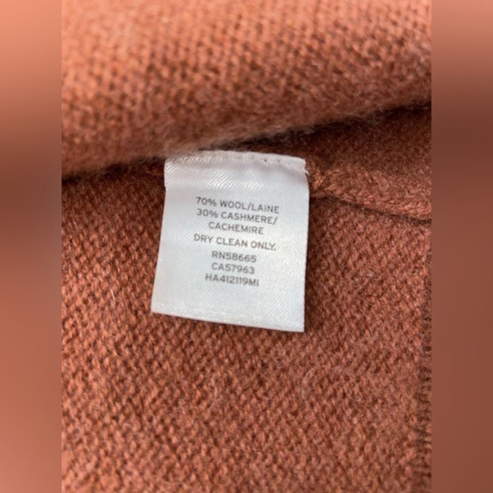 Halogen Wool Cashmere Long Duster Cardigan W/S Rust brown Pocket LN - Picture 7 of 16